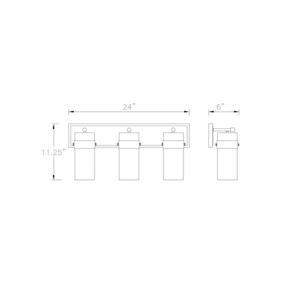 Fontaine Bath Vanity Light - line drawing.