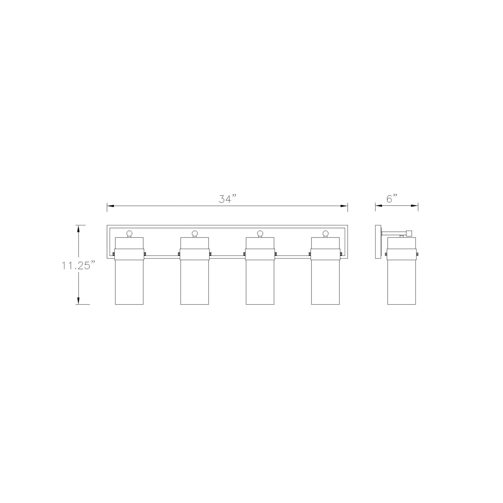 Fontaine Bath Vanity Light - line drawing.