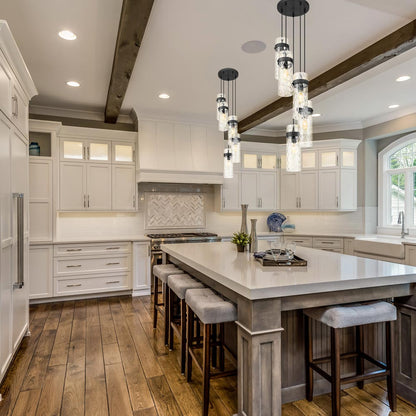 Fontaine Chandelier in kitchen.