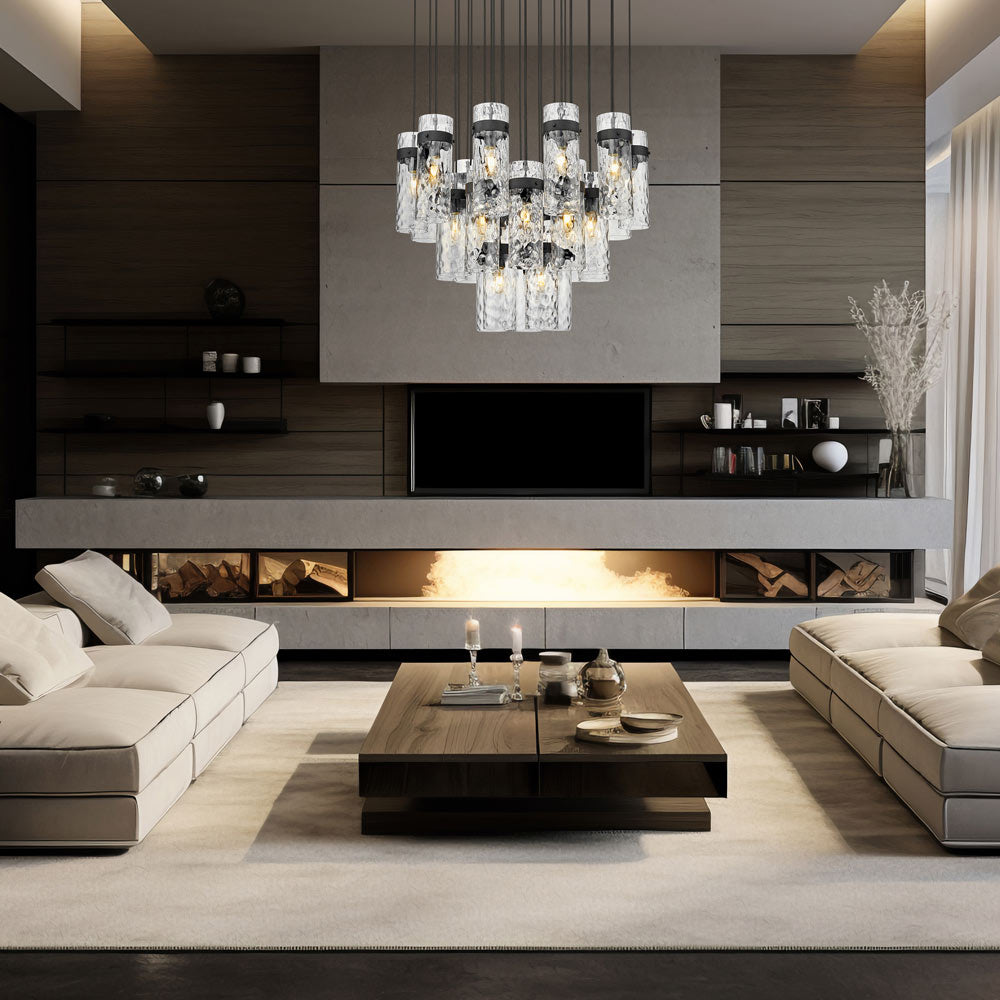 Fontaine Chandelier in living room.