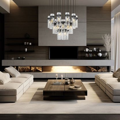 Fontaine Chandelier in living room.