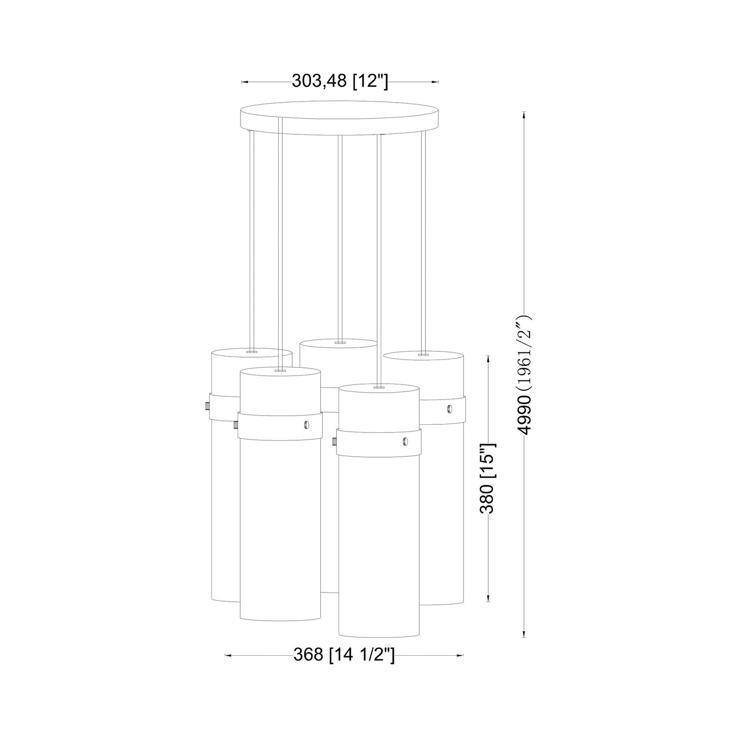 Fontaine Chandelier - line drawing.