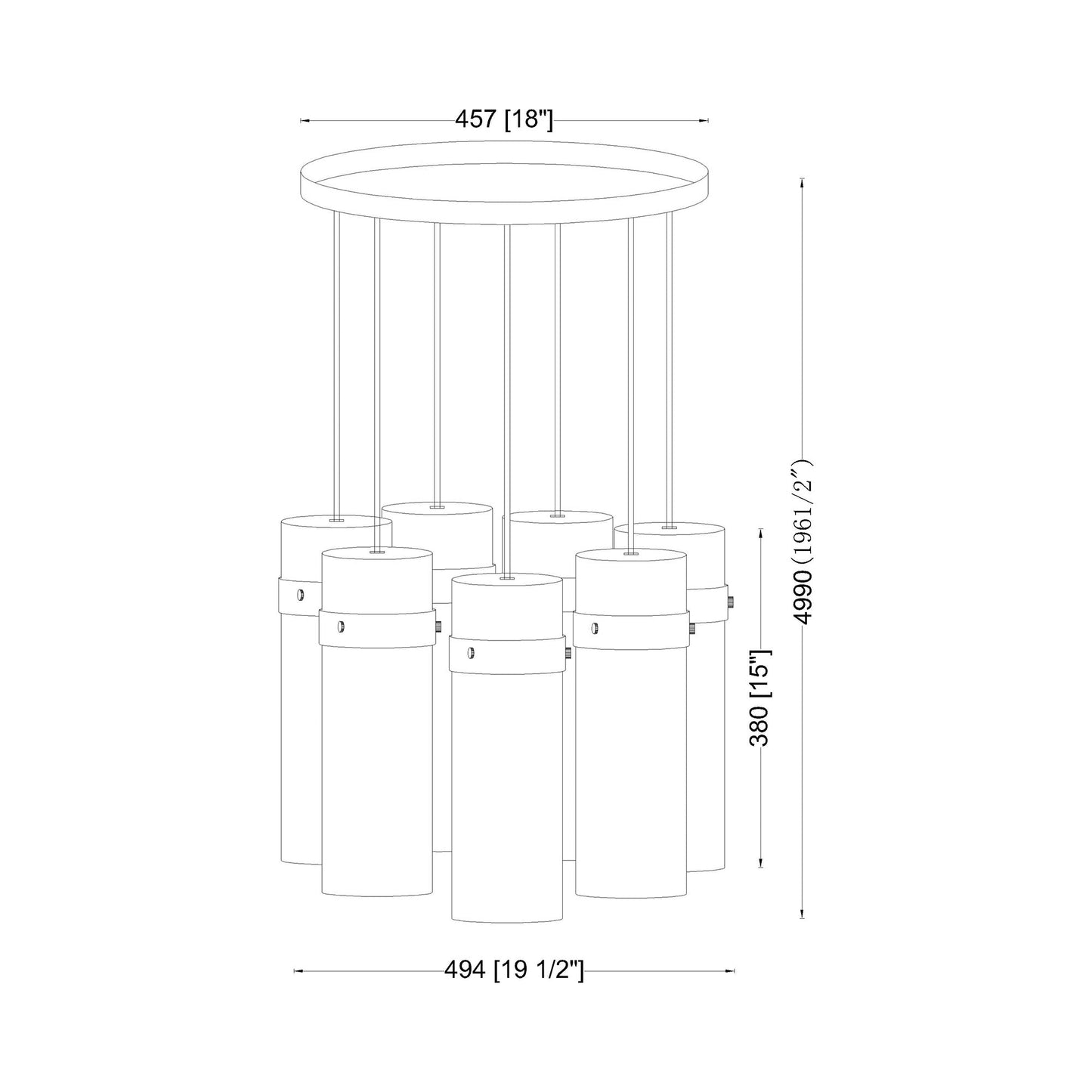 Fontaine Chandelier - line drawing.