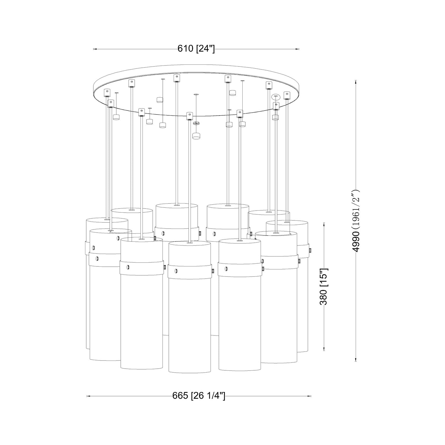 Fontaine Chandelier - line drawing.