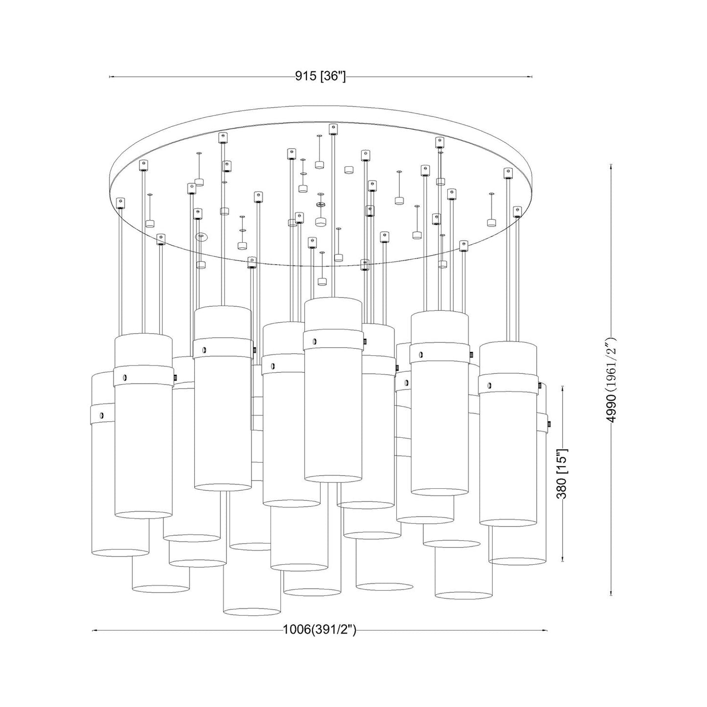 Fontaine Chandelier - line drawing.