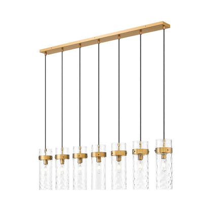 Fontaine Linear Chandelier in Rubbed Brass (7-Light).