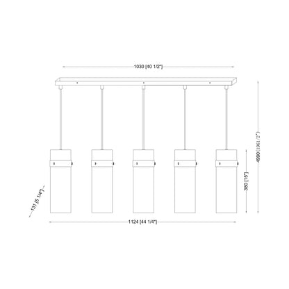 Fontaine Linear Chandelier - line drawing.