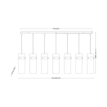 Fontaine Linear Chandelier - line drawing.
