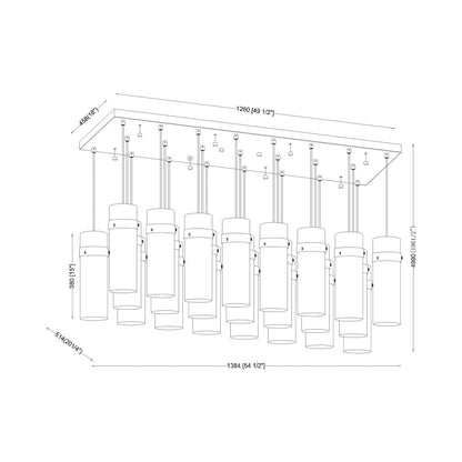 Fontaine Linear Chandelier - line drawing.