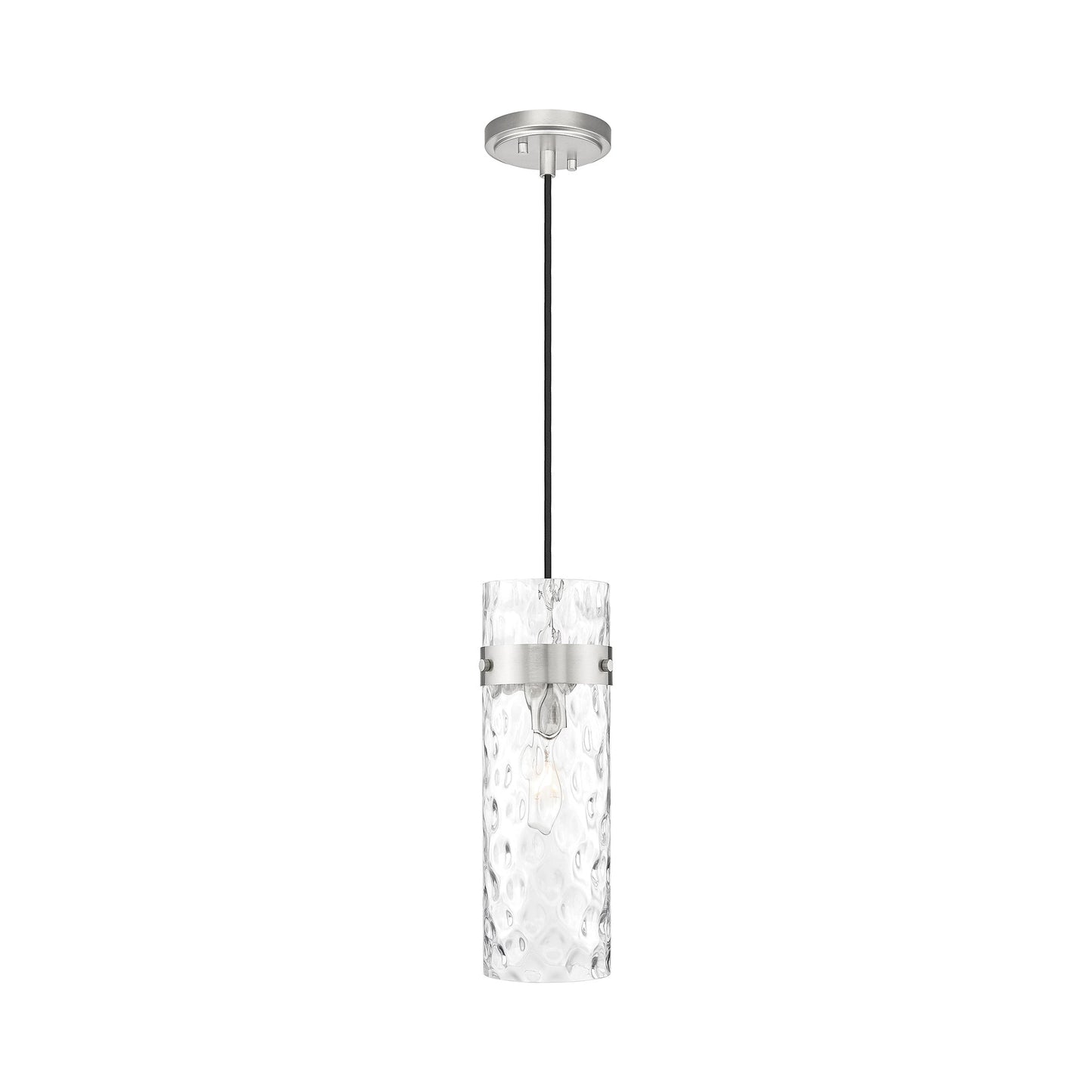 Fontaine Single Pendant Light in Brushed Nickel.