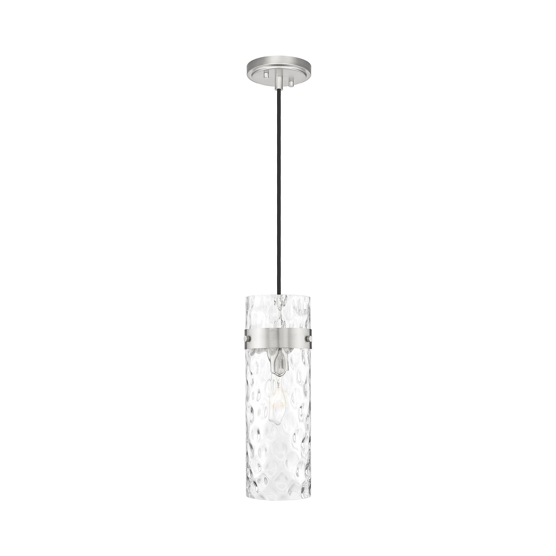 Fontaine Single Pendant Light in Brushed Nickel.