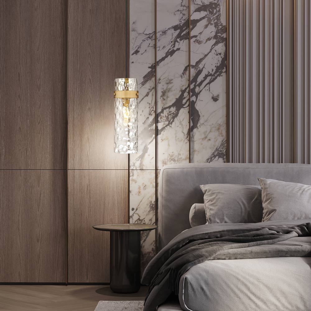 Fontaine Single Pendant Light in bedroom.