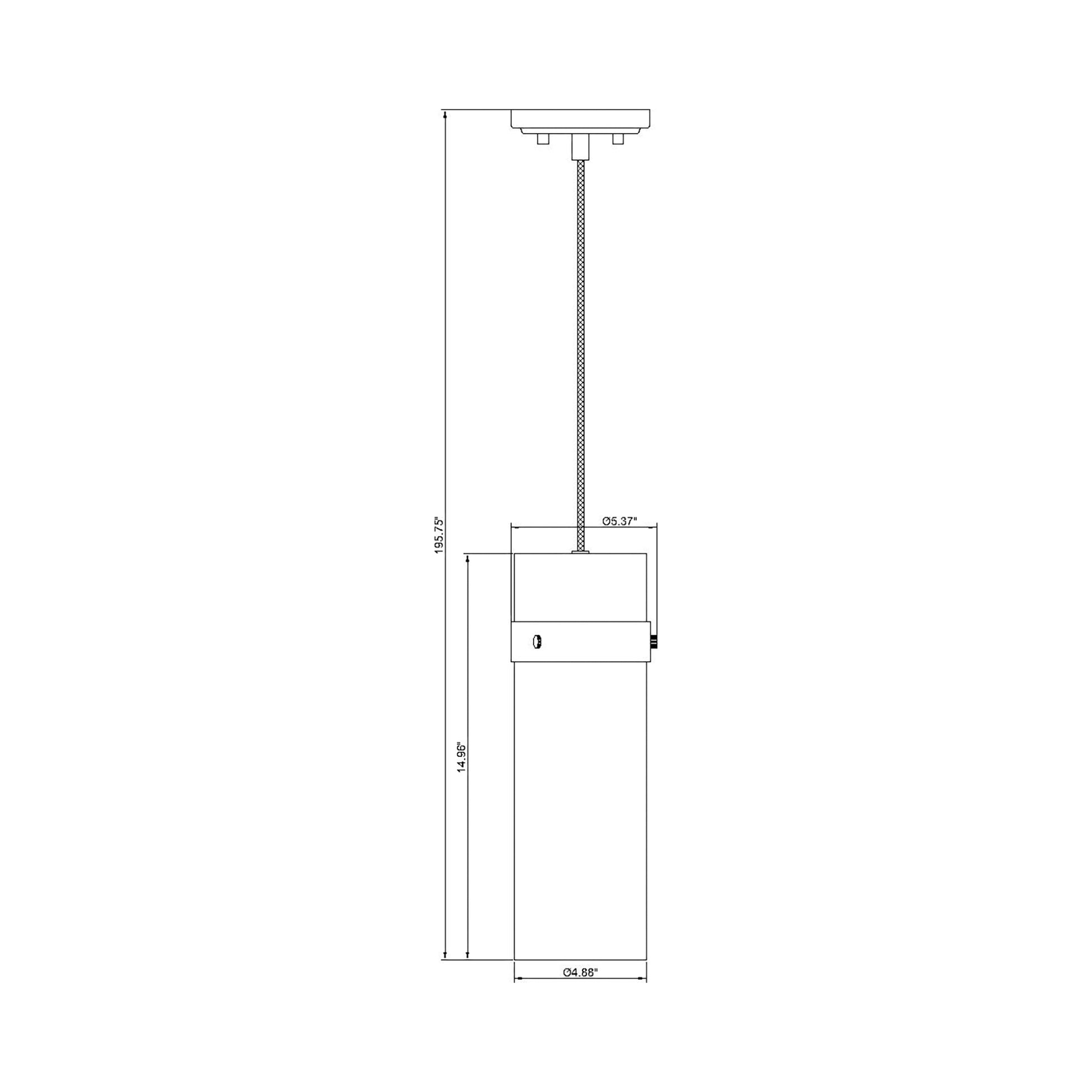Fontaine Single Pendant Light - line drawing.