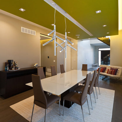 Forest 917 Linear LED Chandelier in dining room.