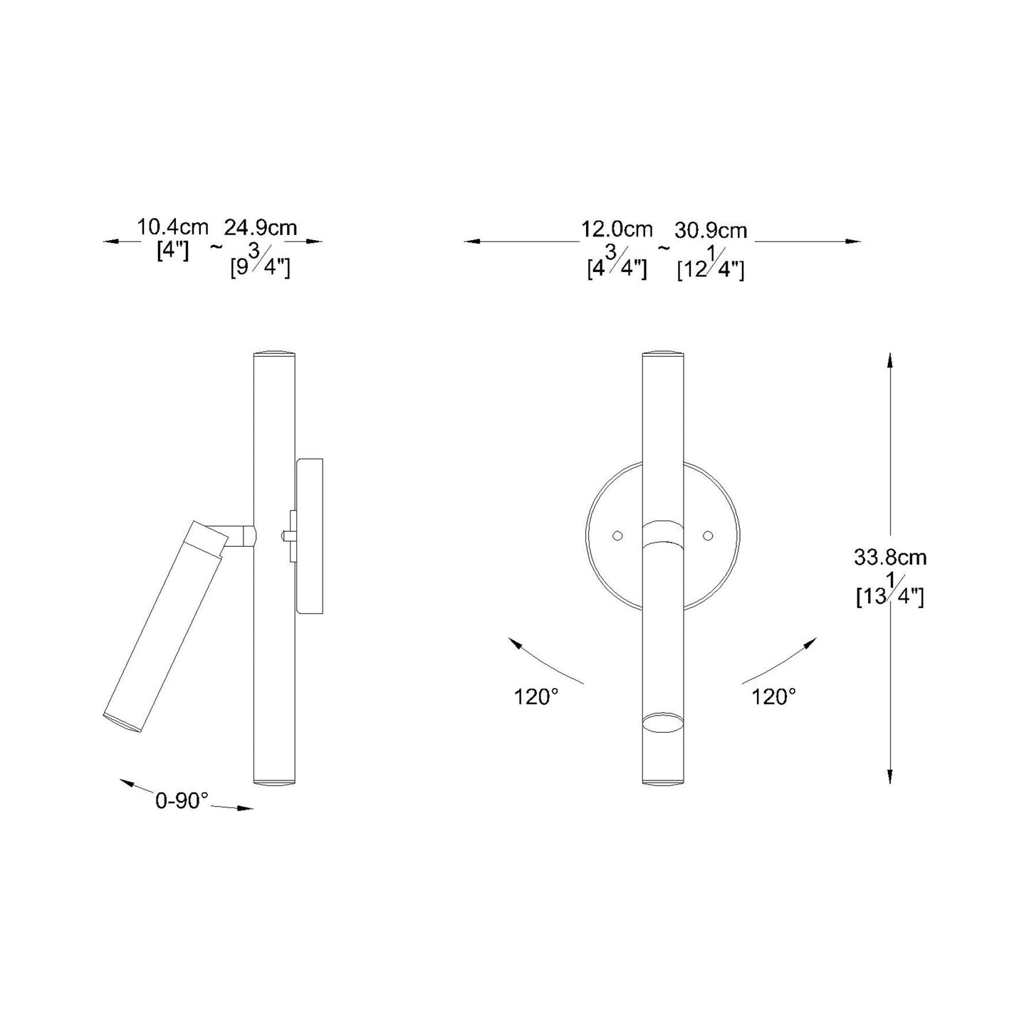 Forest LED Branch Wall Light - line drawing.