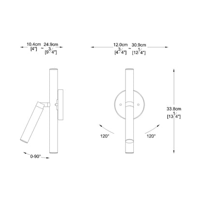 Forest LED Branch Wall Light - line drawing.