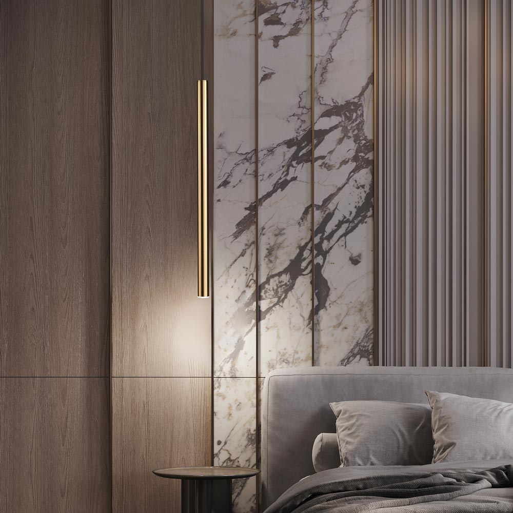 Forest LED Pendant Light in bedroom.