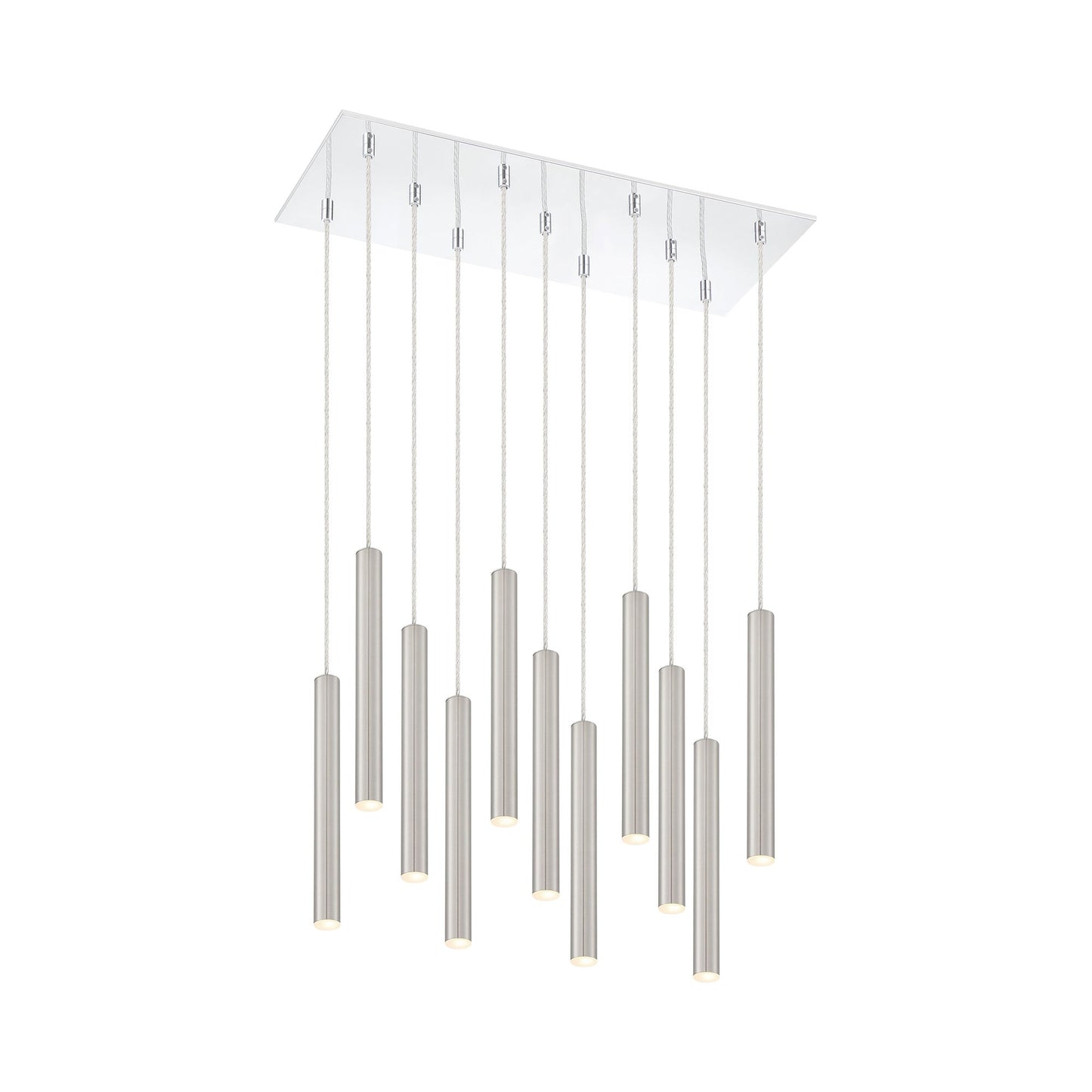 Forest LED Rectangle Chandelier in Chrome/Brushed Nickel (11-Light/12-Inch).