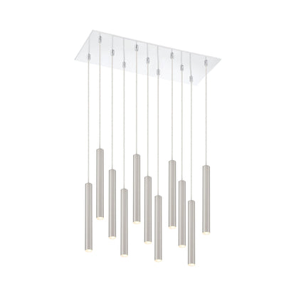 Forest LED Rectangle Chandelier in Chrome/Brushed Nickel (11-Light/12-Inch).