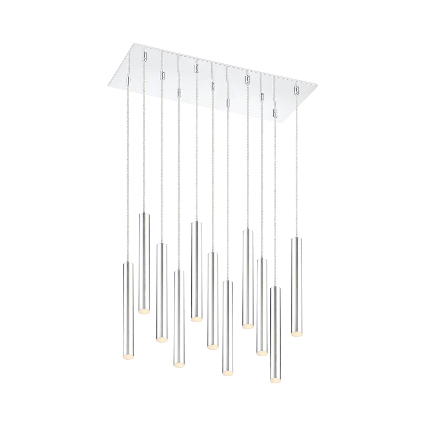 Forest LED Rectangle Chandelier in Chrome/Chrome (11-Light/12-Inch).