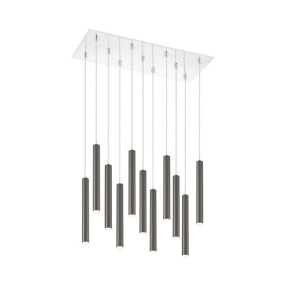 Forest LED Rectangle Chandelier in Chrome/Pearl Black (11-Light/12-Inch).