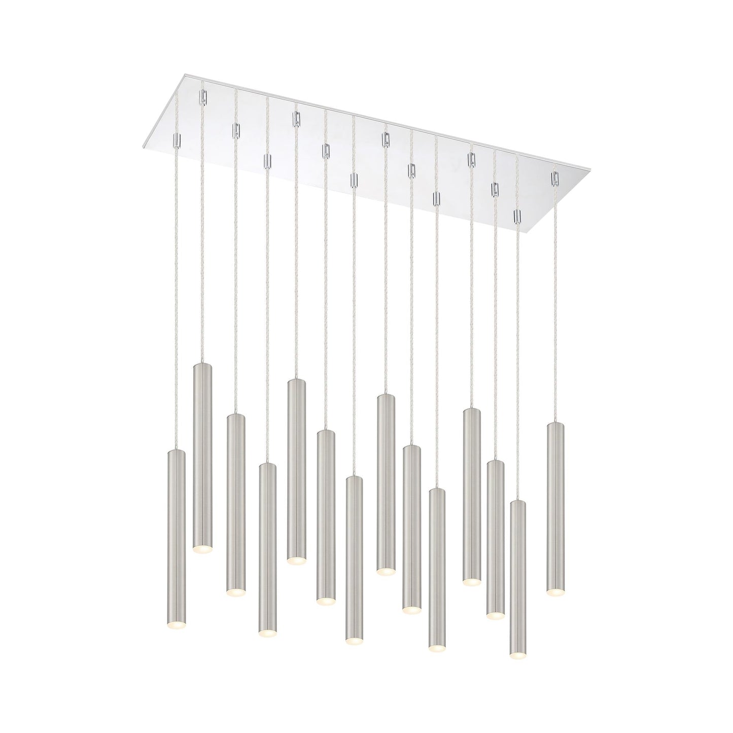 Forest LED Rectangle Chandelier in Chrome/Brushed Nickel (14-Light/12-Inch).