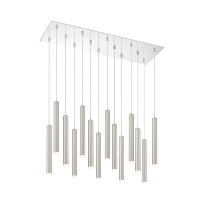 Forest LED Rectangle Chandelier in Chrome/Brushed Nickel (14-Light/12-Inch).
