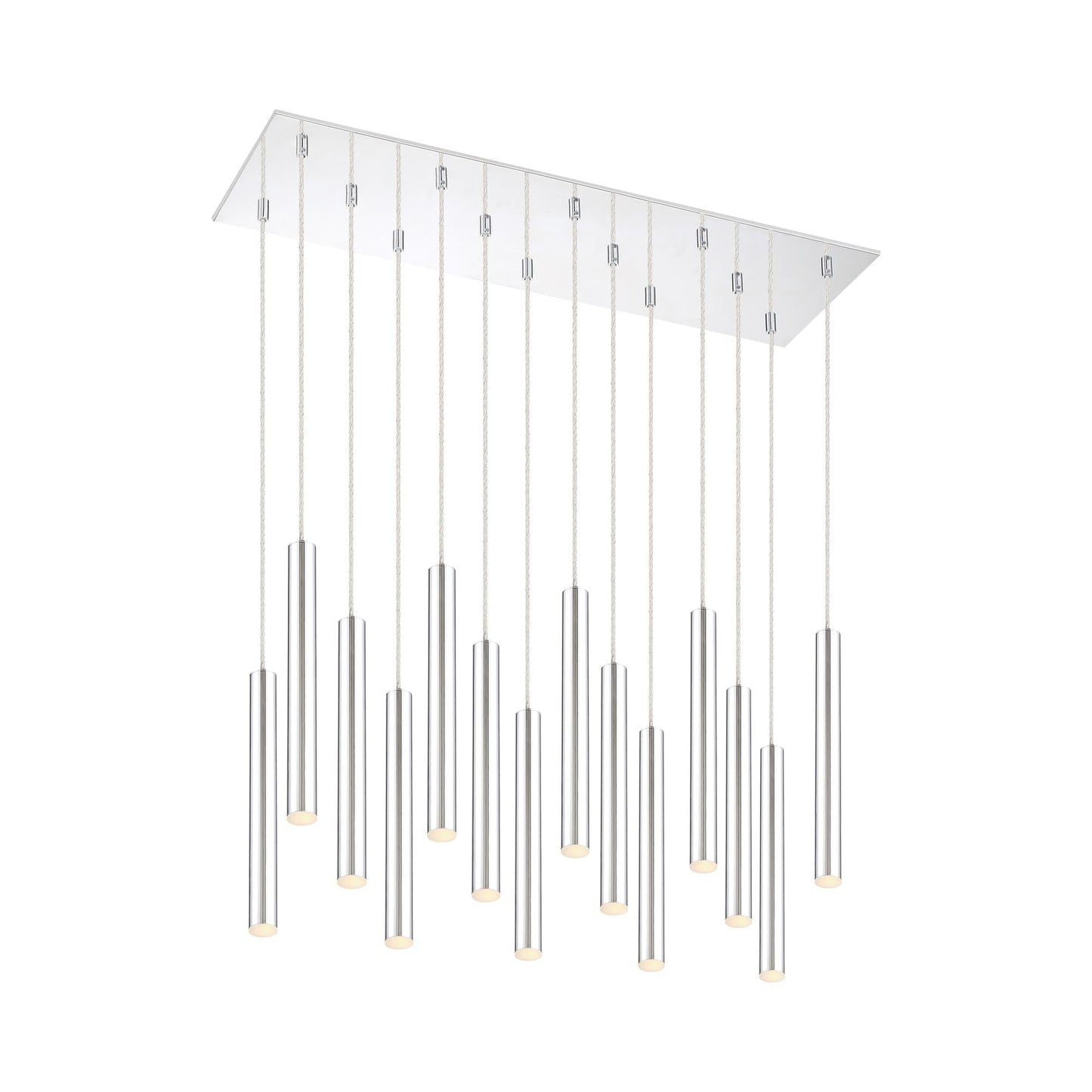 Forest LED Rectangle Chandelier in Chrome/Chrome (14-Light/12-Inch).