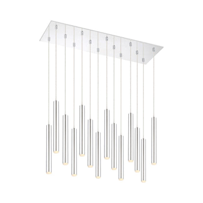 Forest LED Rectangle Chandelier in Chrome/Chrome (14-Light/12-Inch).