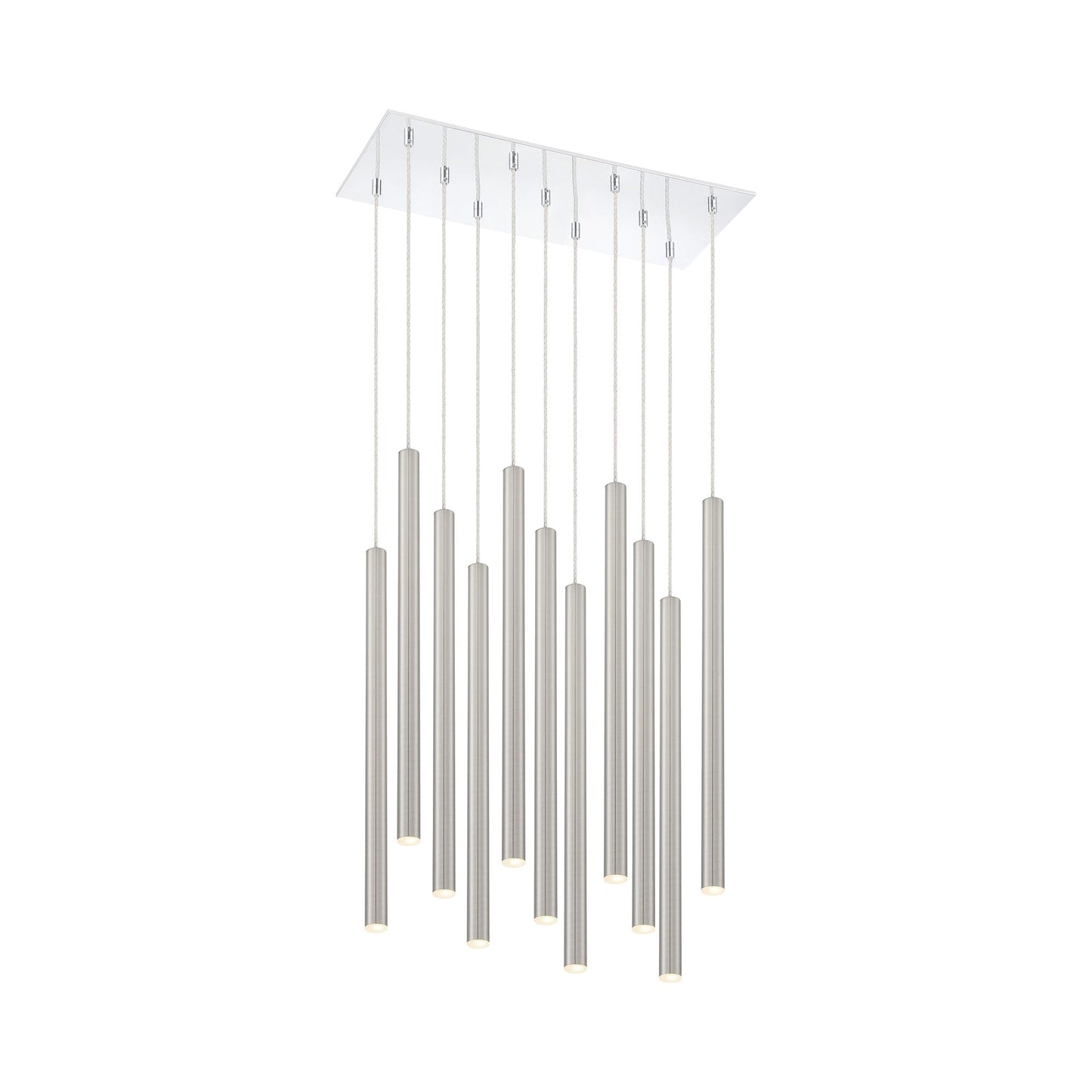 Forest LED Rectangle Chandelier in Chrome/Brushed Nickel (11-Light/24-Inch).