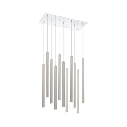 Forest LED Rectangle Chandelier in Chrome/Brushed Nickel (11-Light/24-Inch).