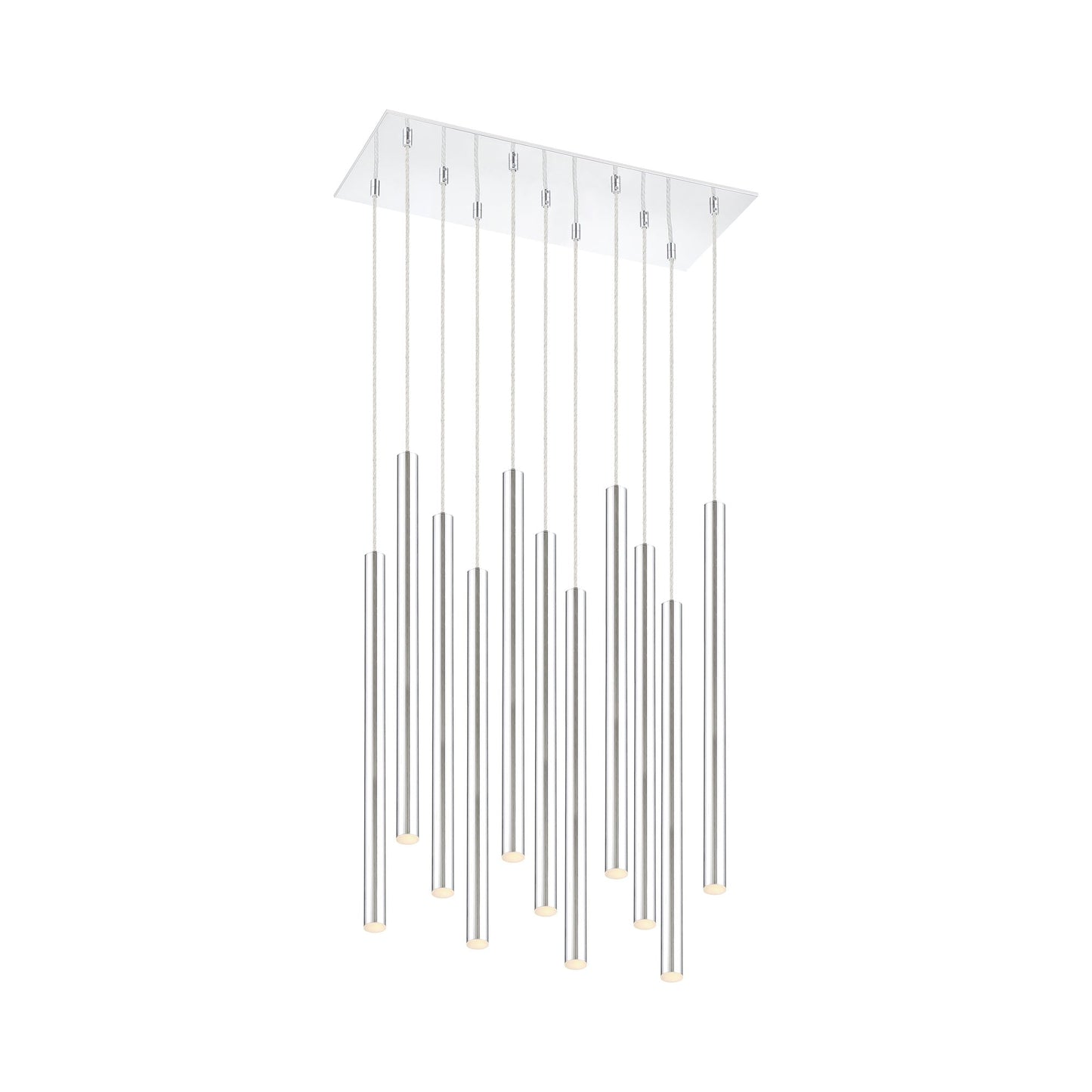 Forest LED Rectangle Chandelier in Chrome/Chrome (11-Light/24-Inch).