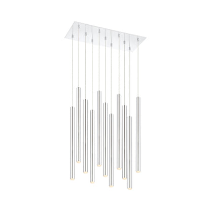 Forest LED Rectangle Chandelier in Chrome/Chrome (11-Light/24-Inch).