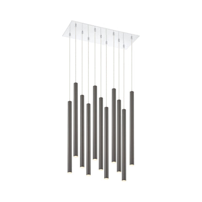 Forest LED Rectangle Chandelier in Chrome/Pearl Black (11-Light/24-Inch).