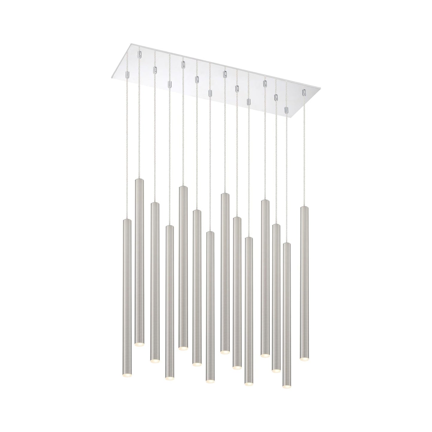 Forest LED Rectangle Chandelier in Chrome/Brushed Nickel (14-Light/24-Inch).