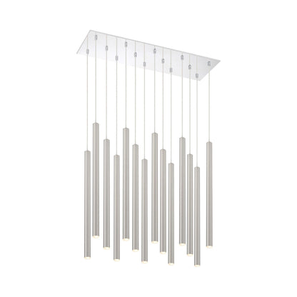 Forest LED Rectangle Chandelier in Chrome/Brushed Nickel (14-Light/24-Inch).