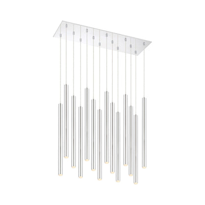 Forest LED Rectangle Chandelier in Chrome/Chrome (14-Light/24-Inch).