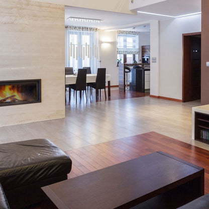 Forest LED Rectangle Chandelier in dining room.