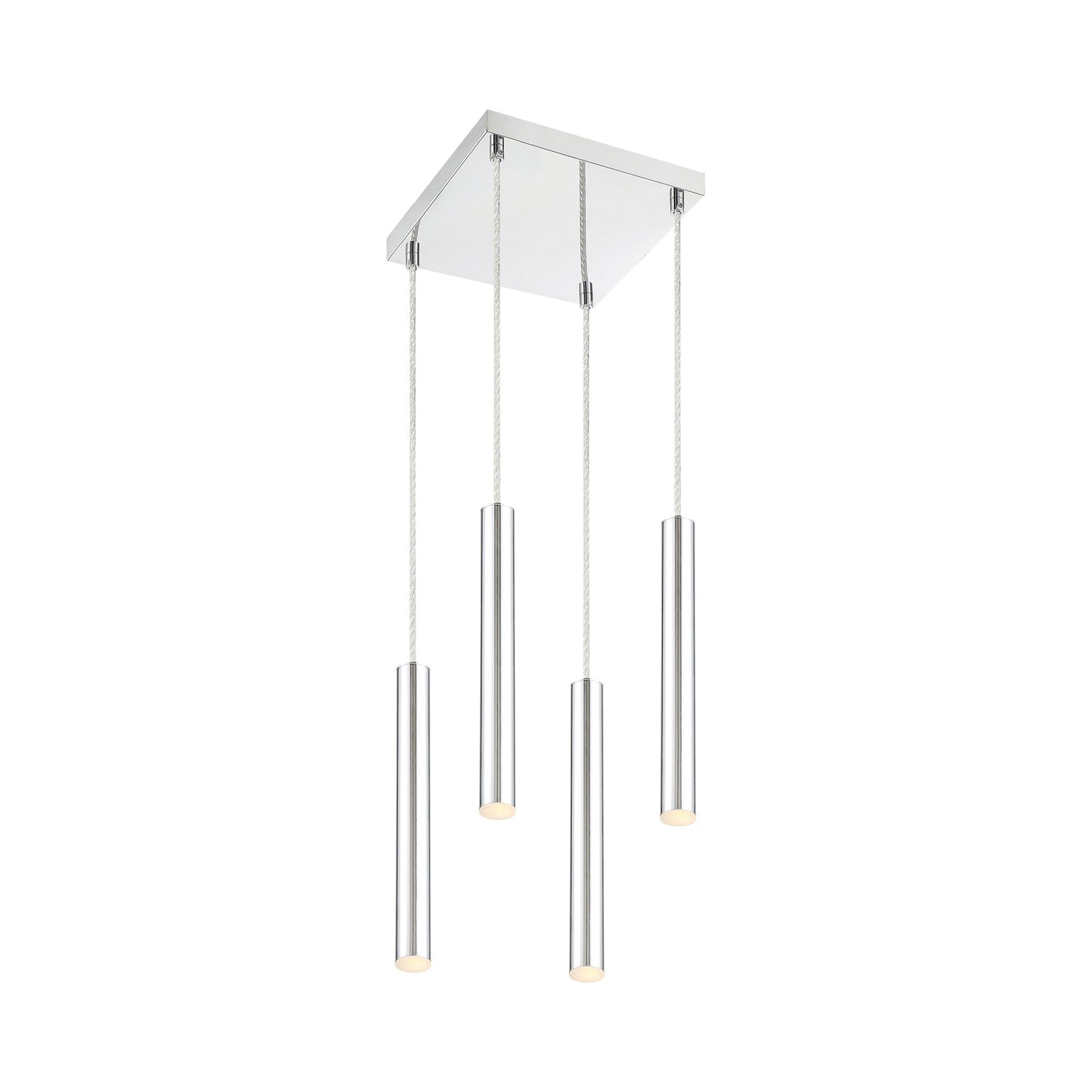 Forest LED Square Chandelier in Chrome/Chrome (4-Light/12-Inch).