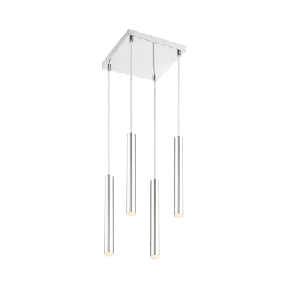 Forest LED Square Chandelier in Chrome/Chrome (4-Light/12-Inch).