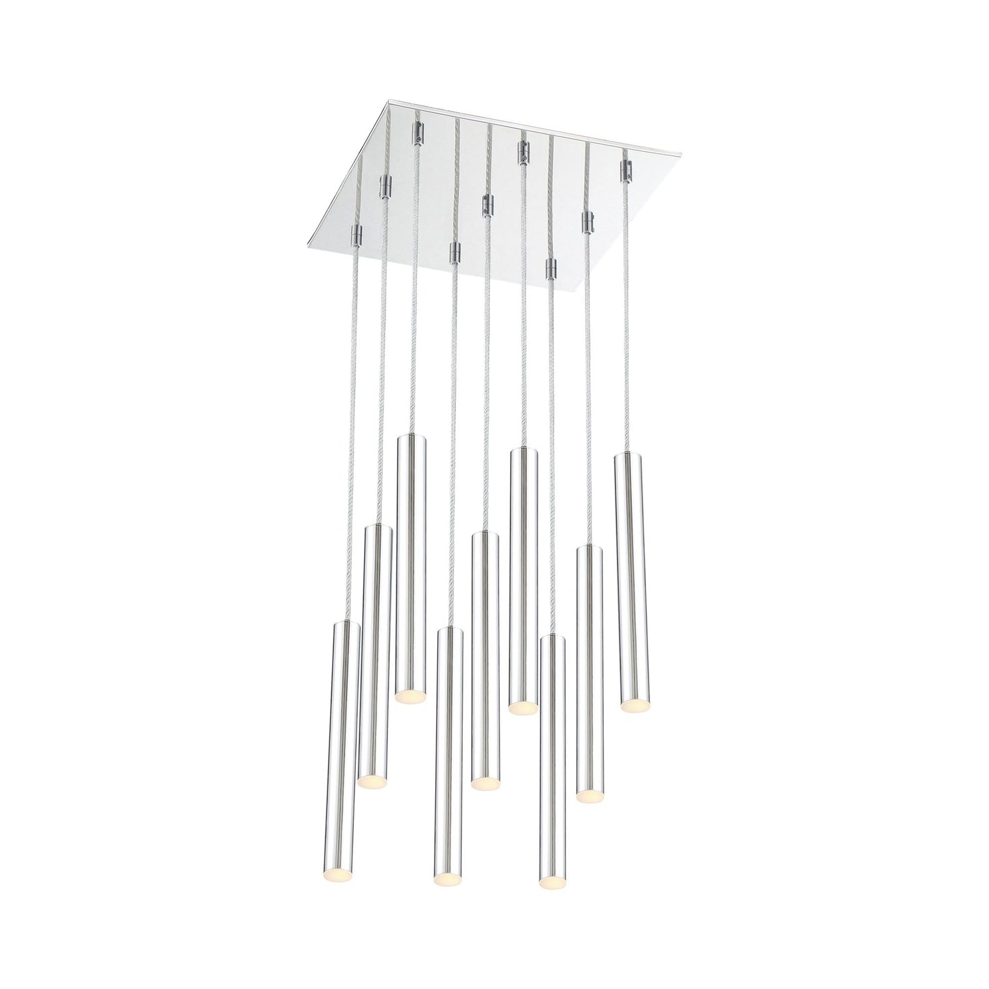 Forest LED Square Chandelier in Chrome/Chrome (9-Light/12-Inch).
