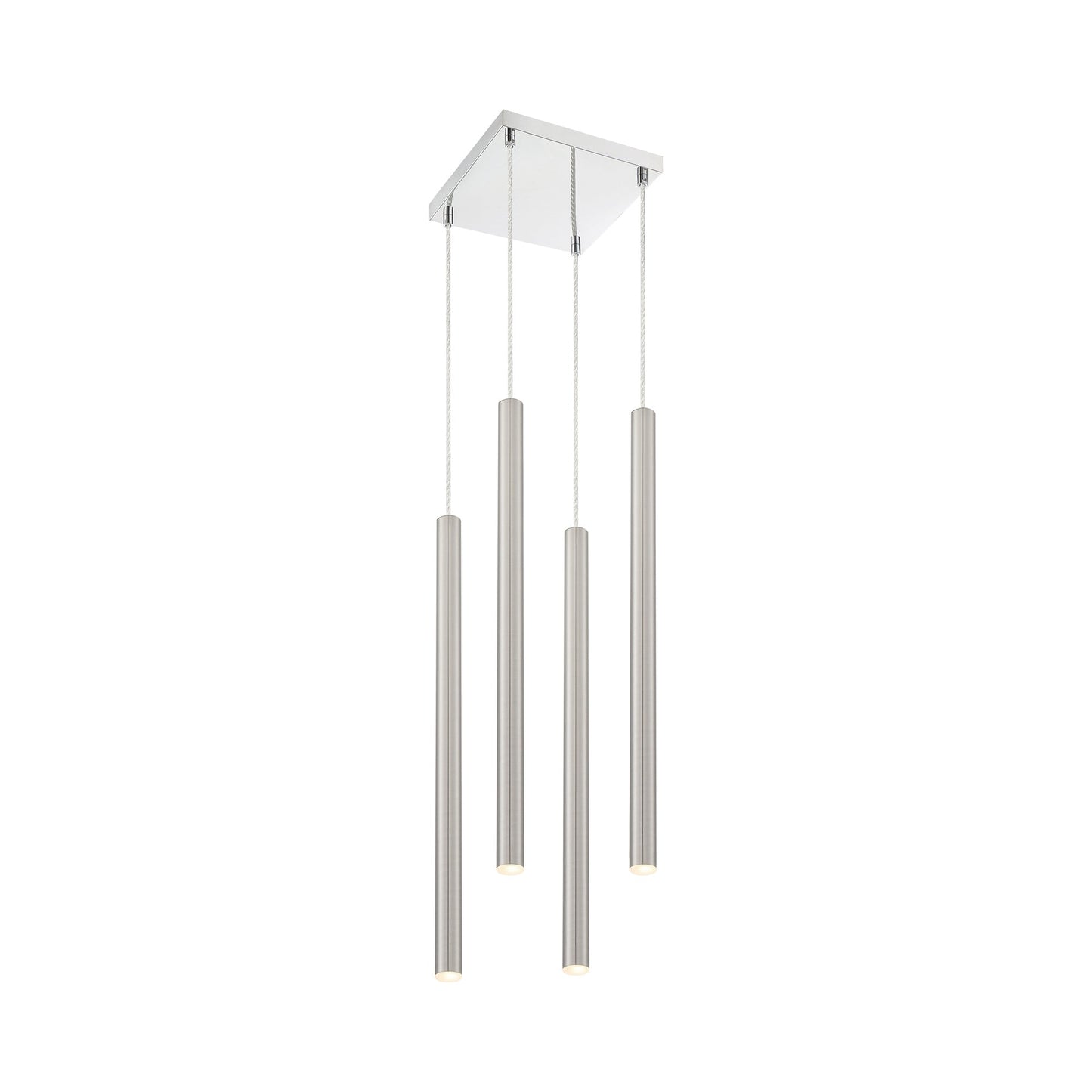 Forest LED Square Chandelier in Chrome/Brushed Nickel (4-Light/24-Inch).