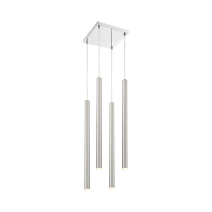 Forest LED Square Chandelier in Chrome/Brushed Nickel (4-Light/24-Inch).
