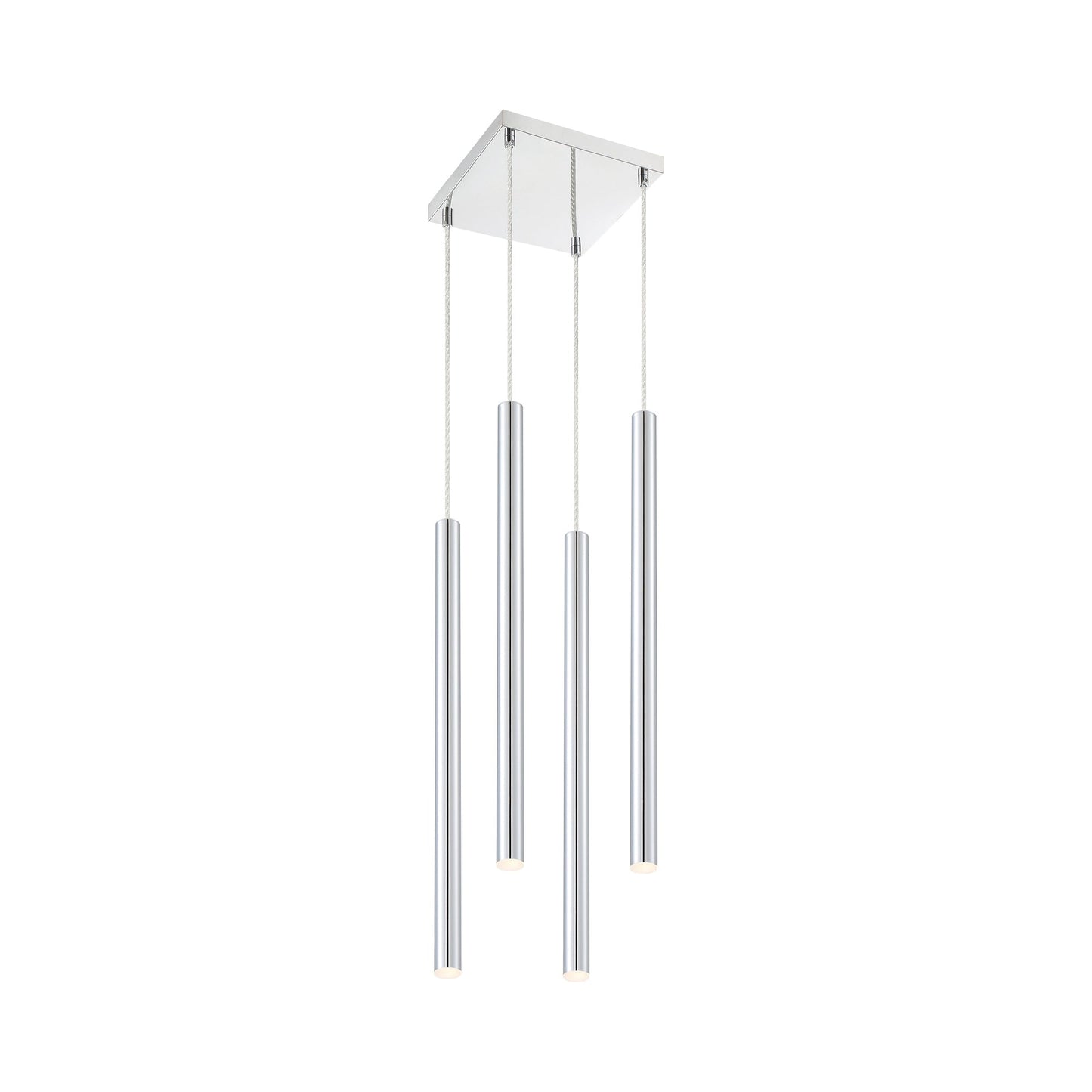 Forest LED Square Chandelier in Chrome/Chrome (4-Light/24-Inch).