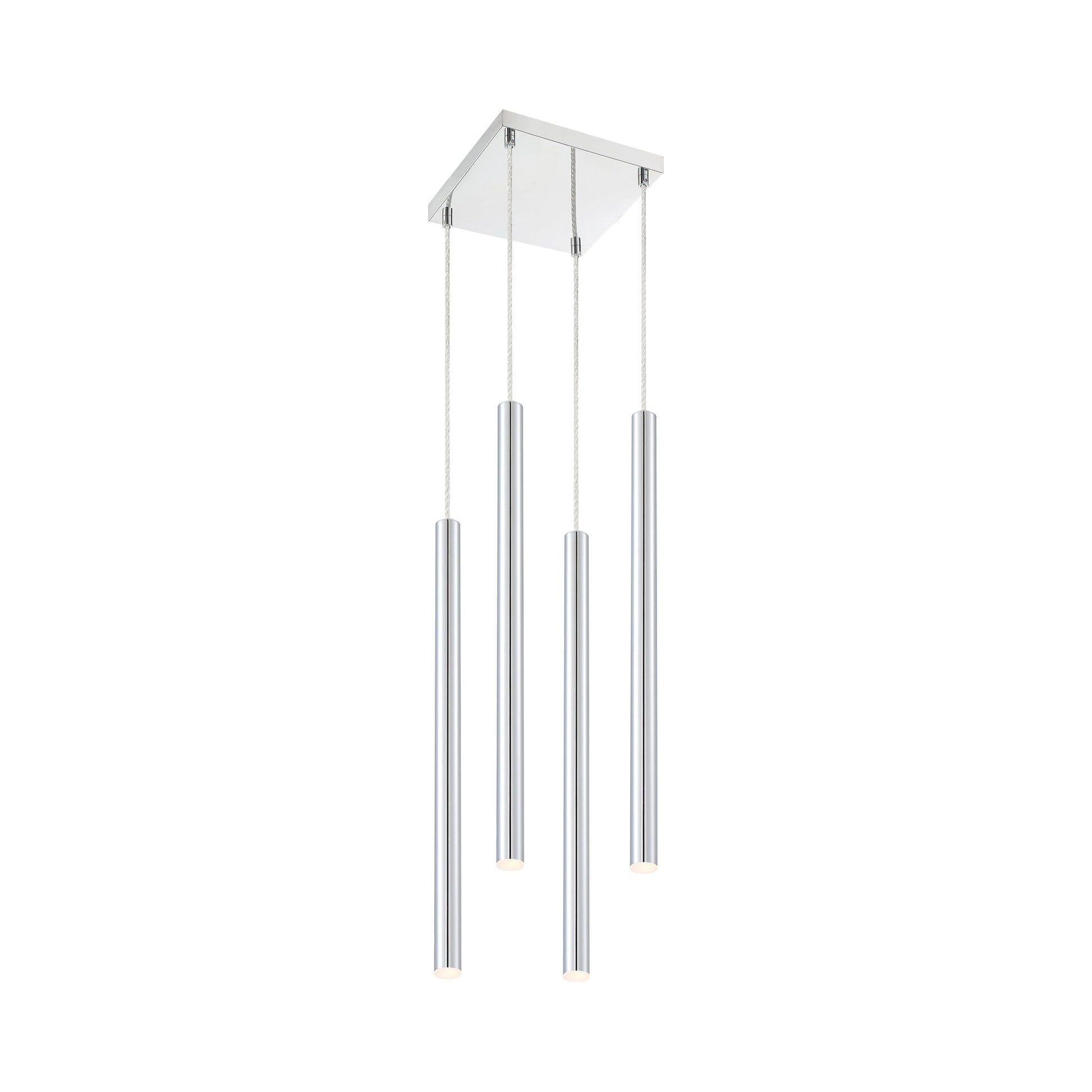 Forest LED Square Chandelier in Chrome/Chrome (4-Light/24-Inch).