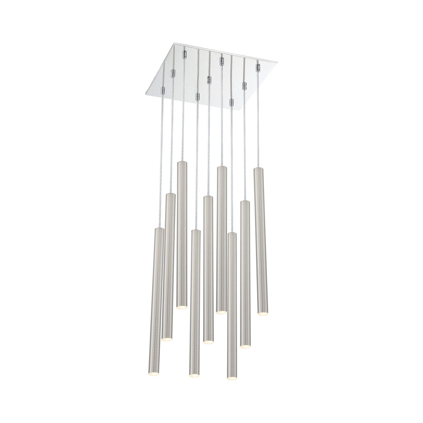 Forest LED Square Chandelier in Chrome/Brushed Nickel (9-Light/24-Inch).