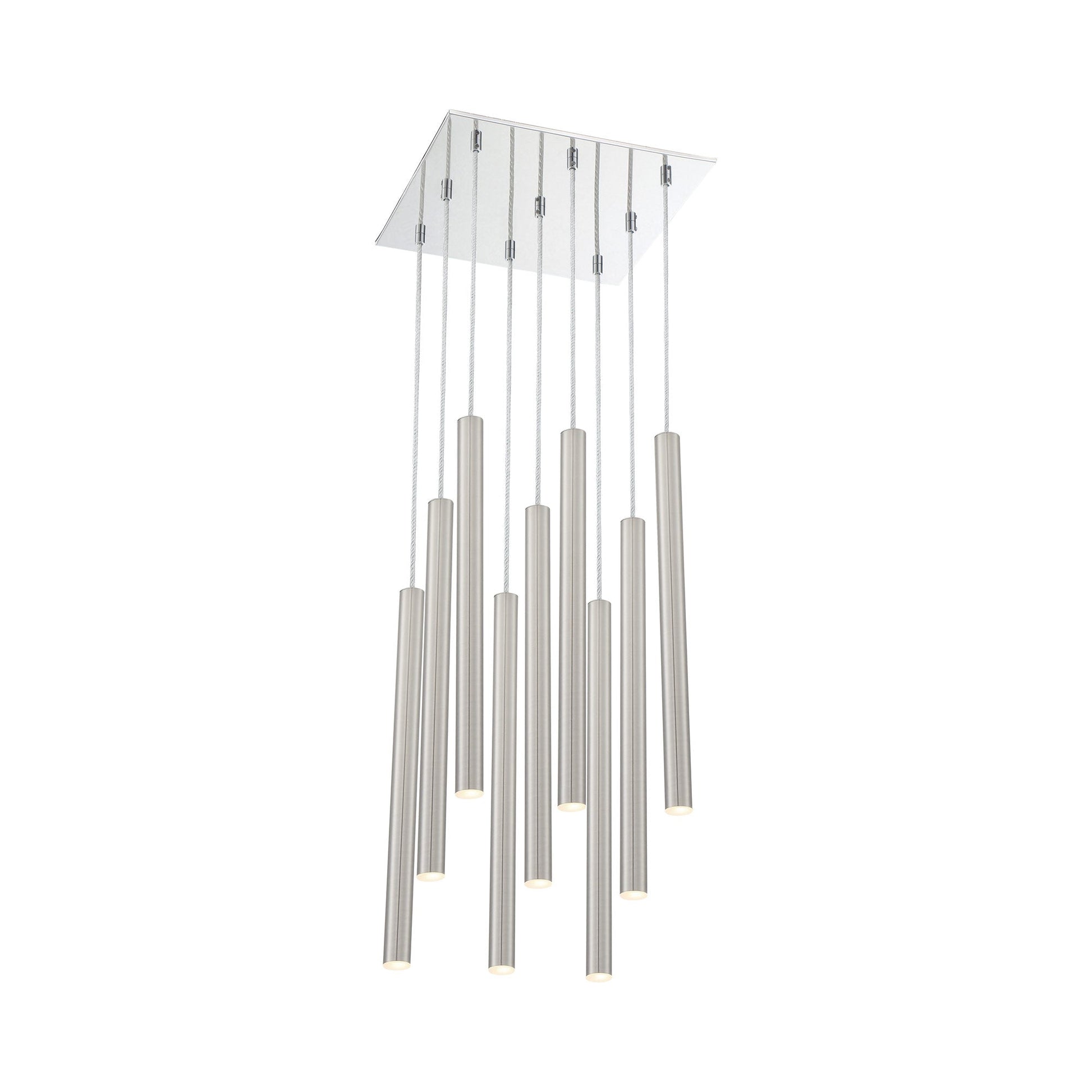 Forest LED Square Chandelier in Chrome/Brushed Nickel (9-Light/24-Inch).