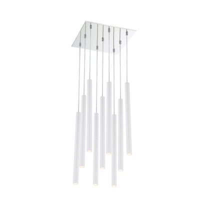 Forest LED Square Chandelier in Chrome/Matte White (9-Light/24-Inch).