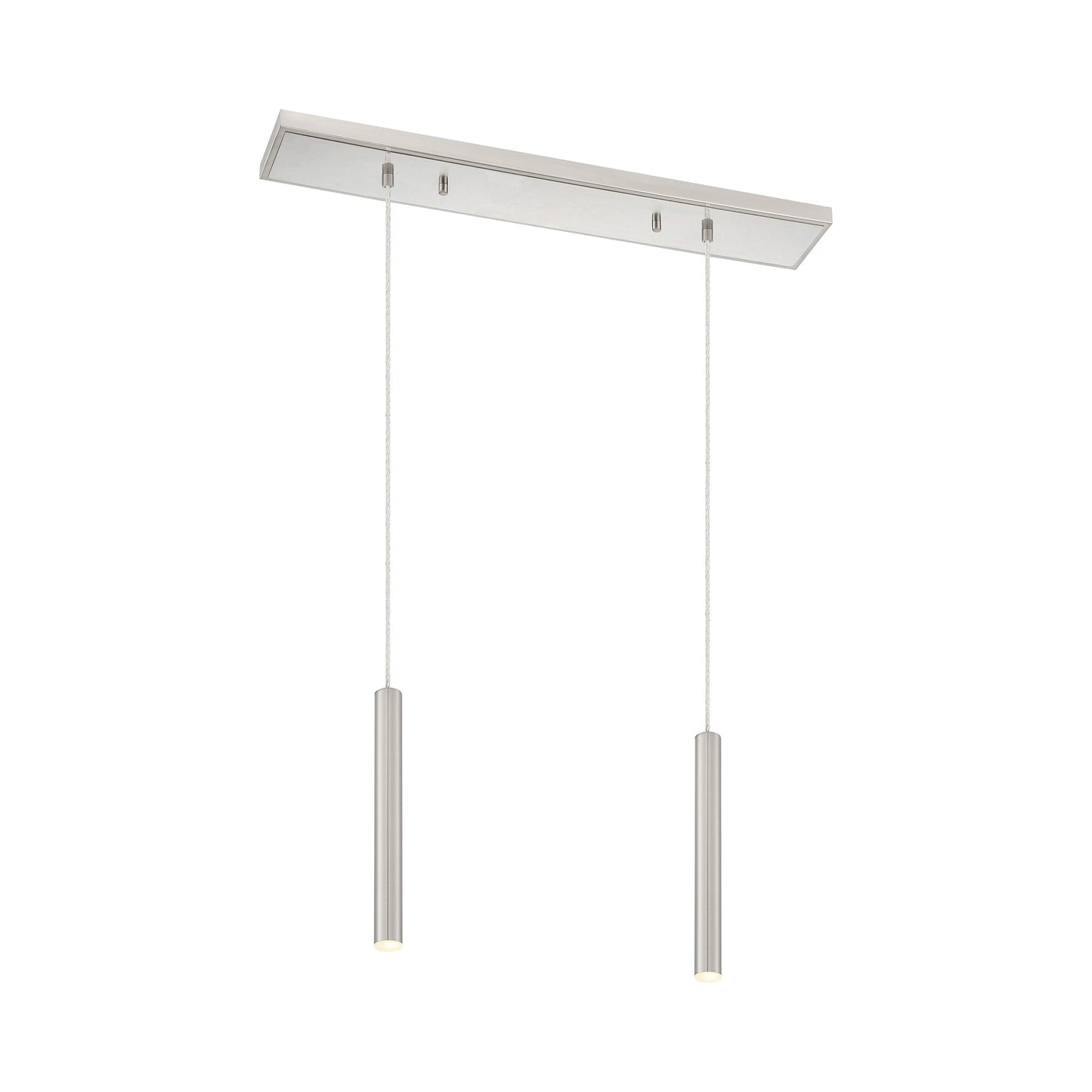 Forest Linear LED Chandelier in Brushed Nickel (2-Light/12-Inch).