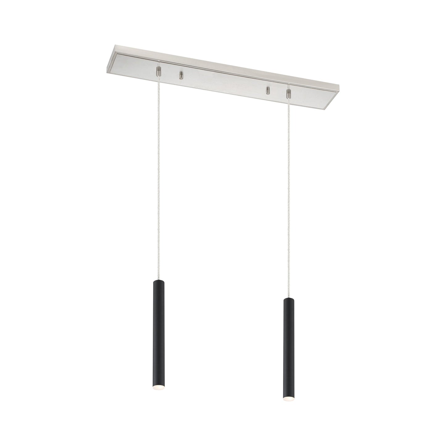 Forest Linear LED Chandelier in Brushed Nickel/Matte Black (2-Light/12-Inch).